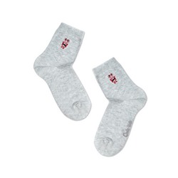 Классические Conte-kids TIP-TOP Однотонные хлопковые носки с вышивкой