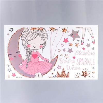 Наклейка интерьерная цветная «Принцесса на месяце», 30×60 см