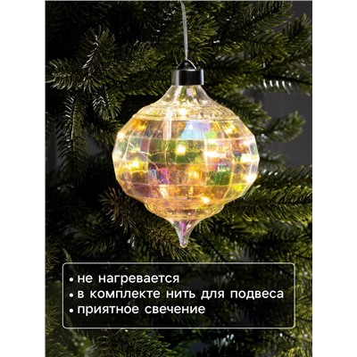 Ёлочная игрушка светодиодная «Ретро», 17×12 см, 12 LED, от батареек ААх2, свечение тёплое белое