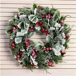 Венок новогодний d=33 см «Зимнее волшебство. Уютная сказка» листочки, ягоды