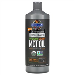 Garden of Life, Dr. Formulated, добавка для здоровья мозга, 100% органическое кокосовое масло со среднецепочечными триглицеридами, с нейтральным вкусом, 946 мл (32 жидк. унции)