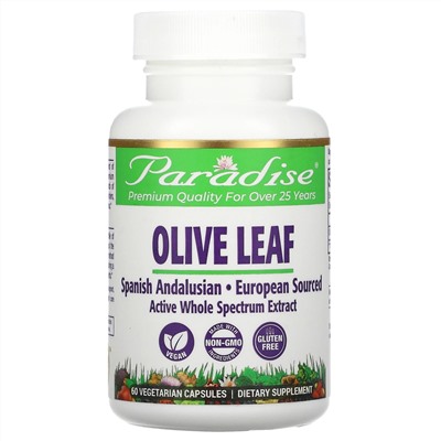 Paradise Herbs, Olive Leaf, 60 Vegetarian Capsules
