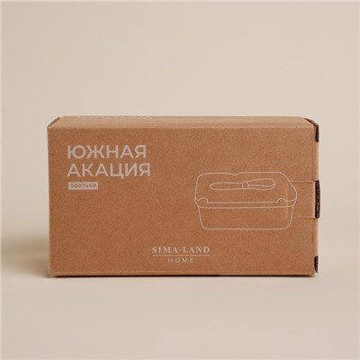 Паштетница с ножом SL Home «Южная акация», фарфор, 2 предмета: паштетница с деревянной крышкой 650 мл, нож 12.3×3 см