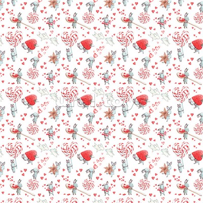 Упаковочная бумага глянц. 70*100см, "Love", 80 г/м2, ассорти, 4 дизайна
