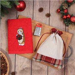 Набор в мешочке «Этель» Sweet cat: полотенце 35×60 см, тёрка 7.7×3.7×3 см