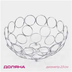 Фруктовница Доляна «Ринго», 23×23×9.5 см, хромированная