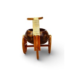 Декоративное кашпо - кокос «Велосипед», 20×12×17 см, деревянное