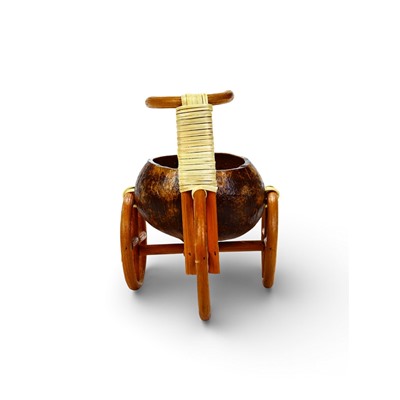 Декоративное кашпо - кокос «Велосипед», 20×12×17 см, деревянное