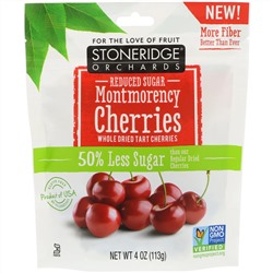 Stoneridge Orchards, Вишня Монморенси, сушеная цельная вишня, с пониженным содержанием сахара, 113 г (4 унции)