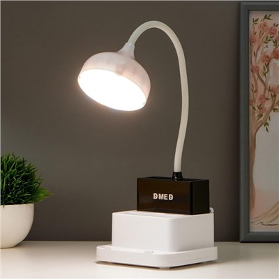 Лампа настольная RISALUX 16047/1, 20хLED, 5 Вт, 4 режима, АКБ, USB, 11×12×43 см, белая