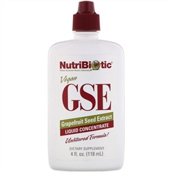 NutriBiotic, веганский экстракт семян грейпфрута GSE, жидкий концентрат, 118 мл (4 жидк. унции)