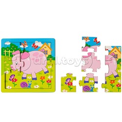 Деревянный пазл "Хрюшка" (собираем по картинке) (Baby Step)