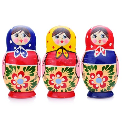 Матрешка 3 в 1 "Загорская роспись"/ окрашенная