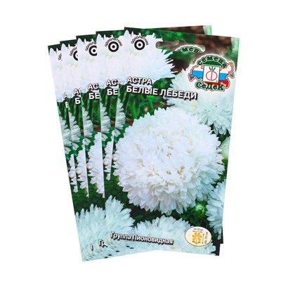 Набор семян Астра "Белые лебеди "0.2 г, 5 шт.
