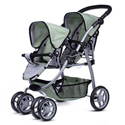 Коляска для кукол (для двойни)металлическая,прогулочная,с тентом,с корзиной,в пакете