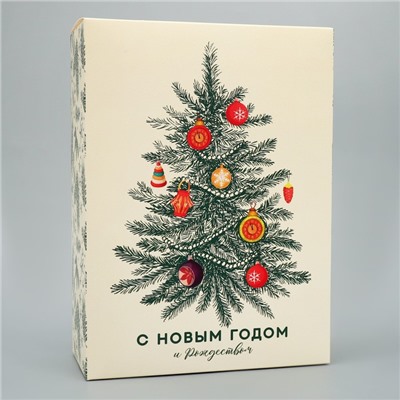 Коробка подарочная новогодняя складная «С Новым годом и Рождеством», 22×30×10 см