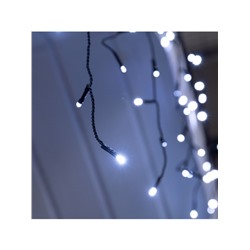 Гирлянда «Бахрома» 3×0.6 м, IP44, УМС, тёмная нить, 100 LED, свечение белое, мерцание, 24 В