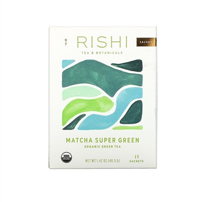Rishi Tea, Organic Green Tea, Matcha Super Green, 15 Sachets, 1.42 oz (40.5 g)