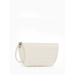 Косметичка женская «Цветочки», на молнии, ручка из бусин, молочная