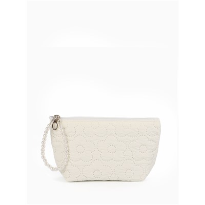 Косметичка женская «Цветочки», на молнии, ручка из бусин, молочная