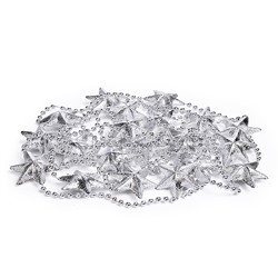 Бусы новогодние "Серебряные" со звёздами (3,5м)в пакете