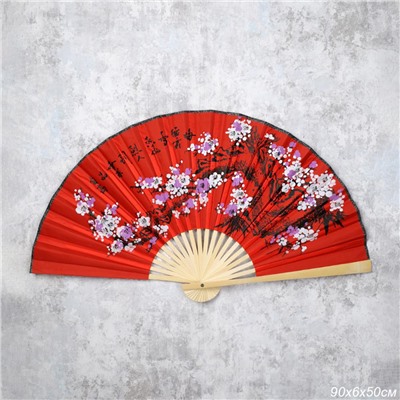 Веер 50 см бамбуковая основа Красный с Сакурой / 622-11 /уп 50/200/742903