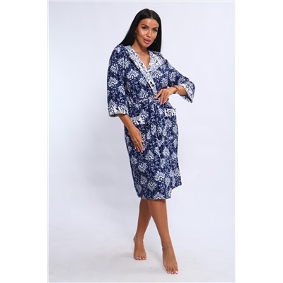 Халат 209 синий+цветы