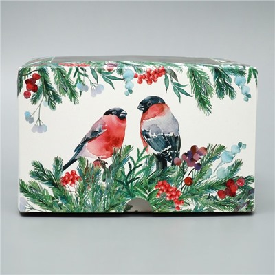 Коробка для капкейков двусторонняя «Новый год: Снегири», 16×16×10 см