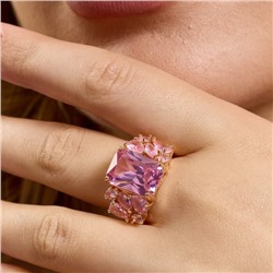 Кольцо 19 р ювелирная бижутерия коллекция "Дубай", покрытие позолота, вставка: фианиты, цвет: розовый, арт.313.352-19