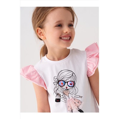 Комплект трикотажный для девочек: джемпер (футболка), шорты PLAYTODAY, 1240018