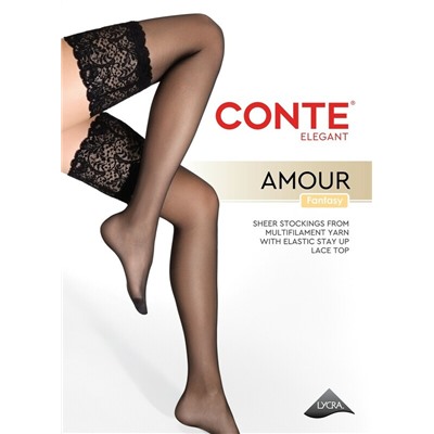 Фантазийные CONTE AMOUR Чулки с ажурной резинкой и эффектом шелка