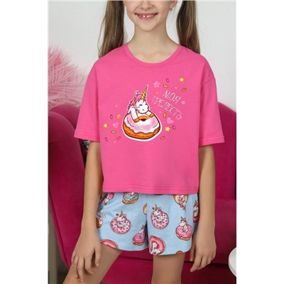 Пижама для девочки Единопончик-3 (Розово-голубой)