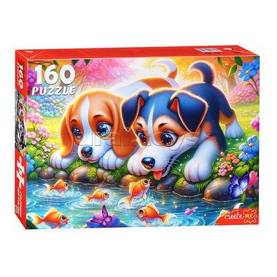 Пазлы 160 "Щенки и рыбки"