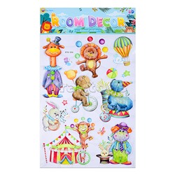 Наклейки интерьерные "Звери-космонавты", самоклеющиеся фигурные, объёмные  размер наклейки 35*60 см.