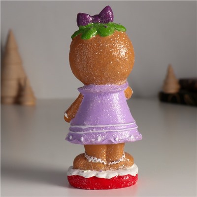 Фигурка полистоун «Пряничка в сиреневом платье, с бантиком», 5.5×6.5×15 см