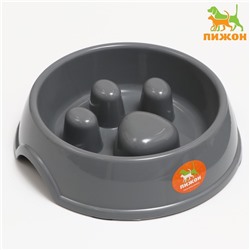 Миска для медленного кормления «Лапа», 800 мл, серая
