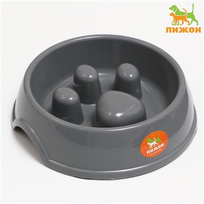 Миска для медленного кормления «Лапа», 800 мл, серая