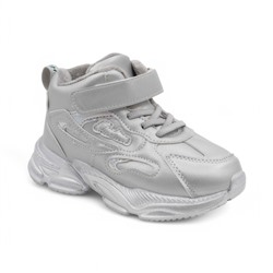 Высокие подростковые кроссовки А8666-28 серебро