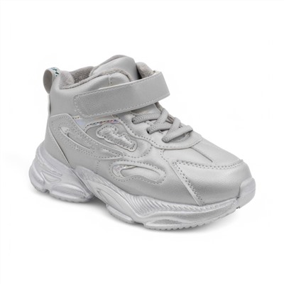 Высокие подростковые кроссовки А8666-28 серебро