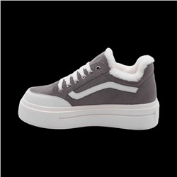 Кроссовки из натуральной кожи на меху А37-2 серые