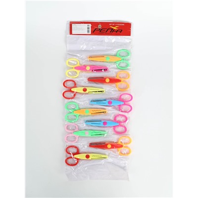 УЦЕНКА Ножницы рельефные цветные ручки, набор 12 шт МИКС