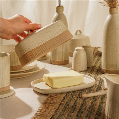 Маслёнка SL Home «Виенто», 18.5×13×10.5 см, керамика, бежевая