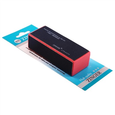 Zinger Бафик для шлифовки ногтей 3-х сторонний / Classic EK-101, 180/220/320 грит, черно-розовый 1697
