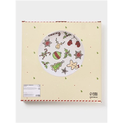 Тарелка новогодняя Доляна Sweet Treats, d=22.5 см, керамика, цвет белый