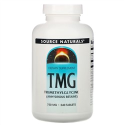 Source Naturals, ТМГ, Триметилглицин, 750 мг, 240 таблеток