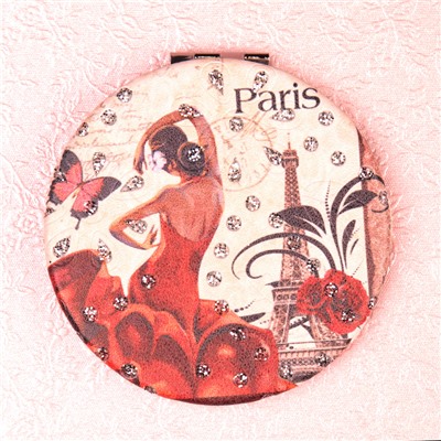 Зеркало карманное 7 см / GT357 /уп 50/300/ кожзам