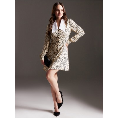 Платье мини женское с воротником MIST, размер 50, бежевое