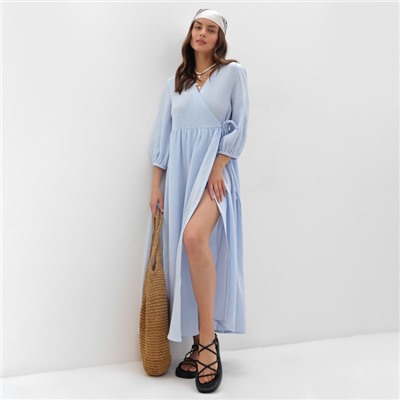 Платье на запах миди женское MIST Summer time, размер 40-42, голубое