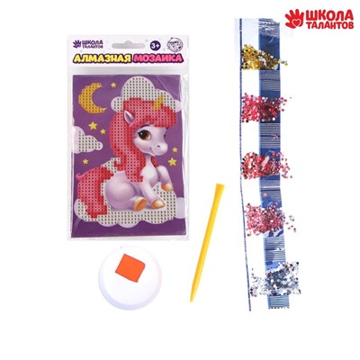 Алмазная мозаика с частичным заполнением для детей «Волшебный единорог», 10×15 см