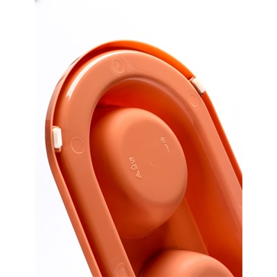 Миска двойная для животных «Мур-мяу», 300 мл, на подставке, пластик, цвет кирпичный